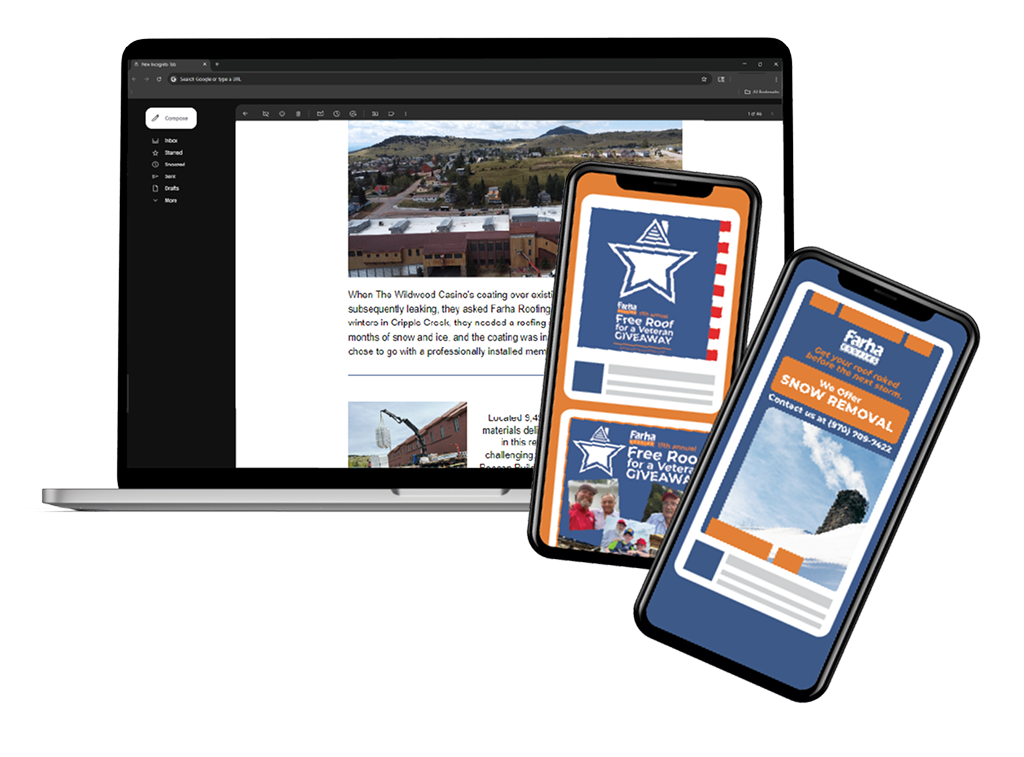 Farha Roofing Email and ads mockup