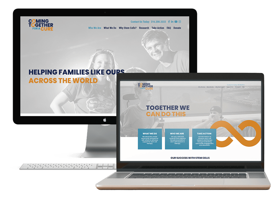 coming together for a cure website mockups